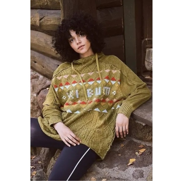 Free People FP Movement Powder Snow Bunny Ski Bum Sweater Hoodie Small GorpCore - Picture 7 of 17